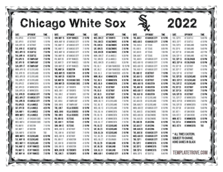 Eastern Times 2022 Chicago White Sox Printable Schedule
