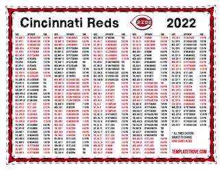 Eastern Times 2022 Cincinnati Reds Printable Schedule