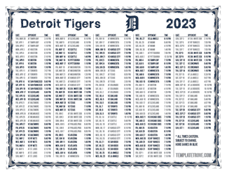 Eastern Times 2023 Detroit Tigers Printable Schedule