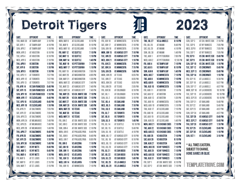 printable detroit tigers schedule