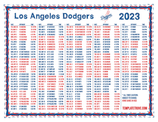 Eastern Times 2023 Los Angeles Dodgers Printable Schedule