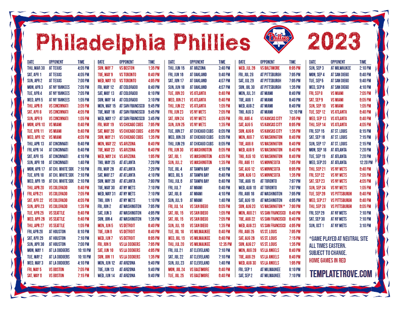 Printable 2023 Philadelphia Phillies Schedule ganduridinierusalim com
