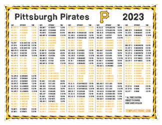 Eastern Times 2023 Pittsburgh Pirates Printable Schedule