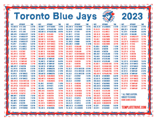 Eastern Times 2023 Toronto Blue Jays Printable Schedule