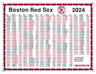 Eastern Times 2024
 Boston Red Sox Printable Schedule