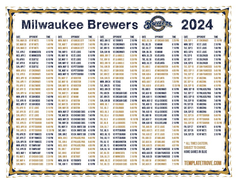 2024 Milwaukee Brewers Schedule Madge Rosella
