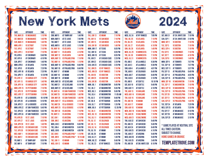 ET 2024 New York Mets Printable Schedule PNG 