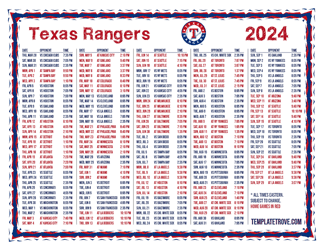 Eastern Times 2024
 Texas Rangers Printable Schedule