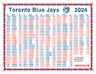 Eastern Times 2024
 Toronto Blue Jays Printable Schedule