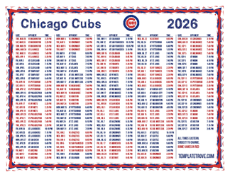 Eastern Times 2026
 Chicago Cubs Printable Schedule