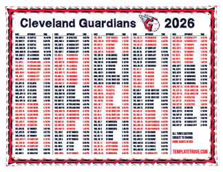 Eastern Times 2026
 Cleveland Guardians Printable Schedule