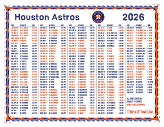 Eastern Times 2026
 Houston Astros Printable Schedule
