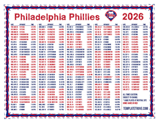 Eastern Times 2026
 Philadelphia Phillies Printable Schedule