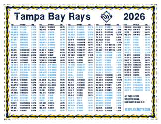 Eastern Times 2026
 Tampa Bay Rays Printable Schedule