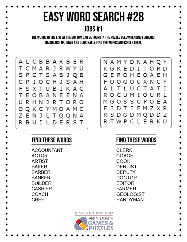 Printable Word Search Puzzles Easy Prntbl concejomunicipaldechinu gov co