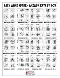 Easy Word Search Printable Solutions 21-28