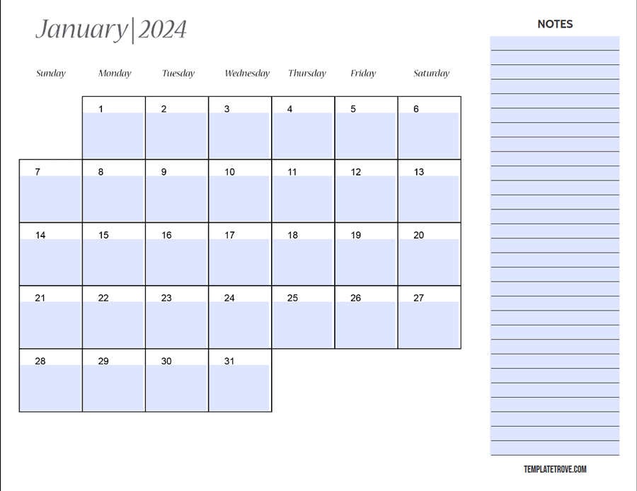 Free Printable Calendar Template 2024 Pdf Fillable Honey Laurena