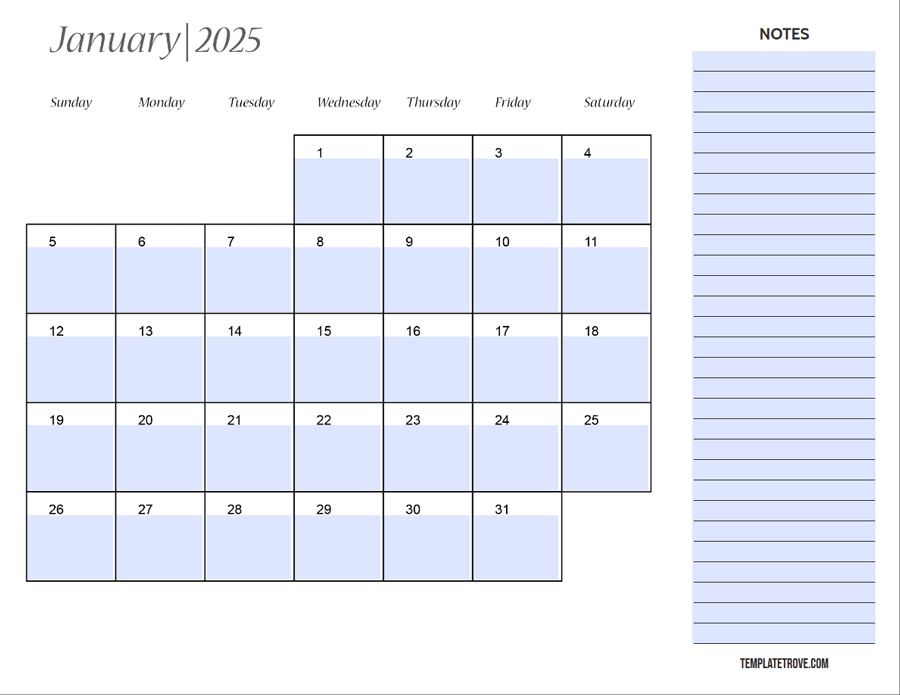 Fillable Monthly Calendar 2025 Lesly Susanetta