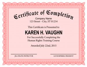 Formal Certificate of Completion Template