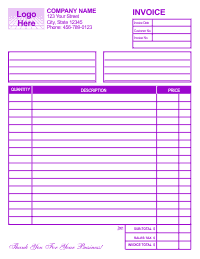 Free Invoice Template 1 - Purple