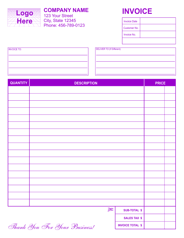 free download blank invoice template