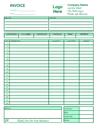 Free Invoice Template 2 - Green