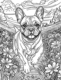 French Bulldog Coloring Page 2 - Full Page