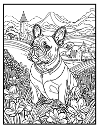 French Bulldog Coloring Page 3 With Border