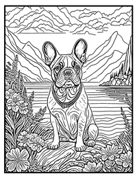 French Bulldog Coloring Page 4 With Border