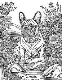 French Bulldog Coloring Page 5 - Full Page
