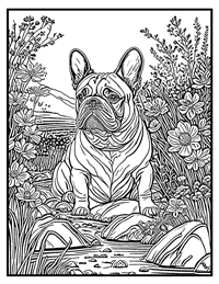 French Bulldog Coloring Page 5 With Border