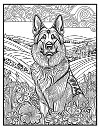 German Shepherd Coloring Page 12 With Border