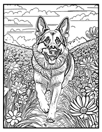 German Shepherd Coloring Page 3 With Border