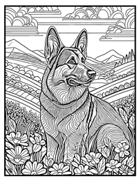German Shepherd Coloring Page 4 With Border