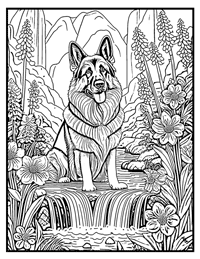 German Shepherd Coloring Page 6 With Border
