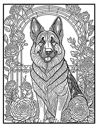 German Shepherd Coloring Page 7 With Border