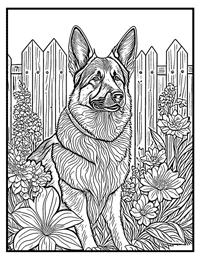 German Shepherd Coloring Page 8 With Border