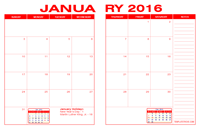 2016 Desk Calendar - Red