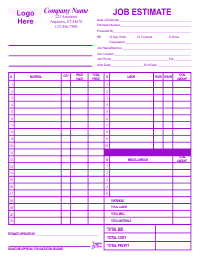 Job Estimate Form - Purple