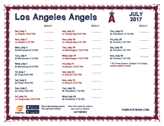 July 2017 Los Angeles Angels Printable Schedule