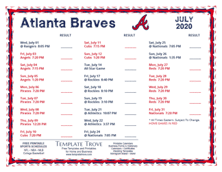 July 2020 Atlanta Braves Printable Schedule