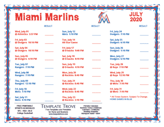 July 2020 Miami Marlins Printable Schedule