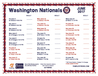 June 2017 Washington Nationals Printable Schedule