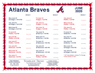 June 2020 Atlanta Braves Printable Schedule
