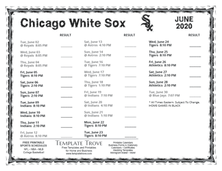 June 2020 Chicago White Sox Printable Schedule
