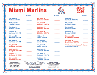 June 2020 Miami Marlins Printable Schedule