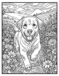 Labrador Retriever Coloring Page 2 With Border