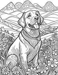 Labrador Retriever Coloring Page 3 - Full Page