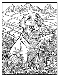 Labrador Retriever Coloring Page 3 With Border