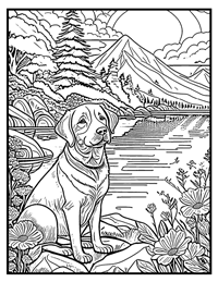 Labrador Retriever Coloring Page 4 With Border